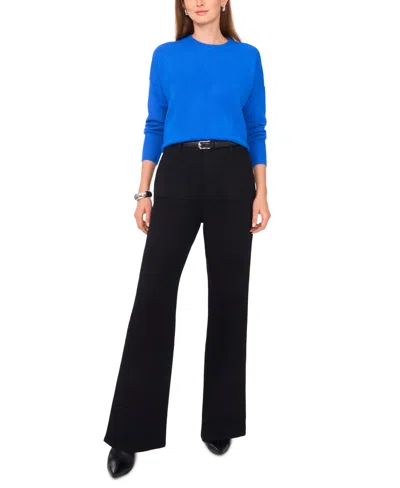 Vince Camuto Women's Cozy Crewneck Long-sleeve Extend-shoulder Sweater In Blue