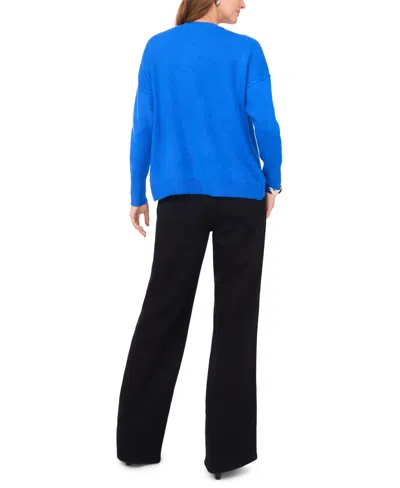 Vince Camuto Women's Cozy Crewneck Long-sleeve Extend-shoulder Sweater In Blue
