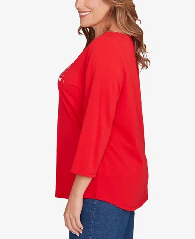 Ruby Rd. Plus Size Happy Howlidays Knit Top In Red