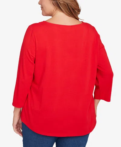 Ruby Rd. Plus Size Happy Howlidays Knit Top In Red