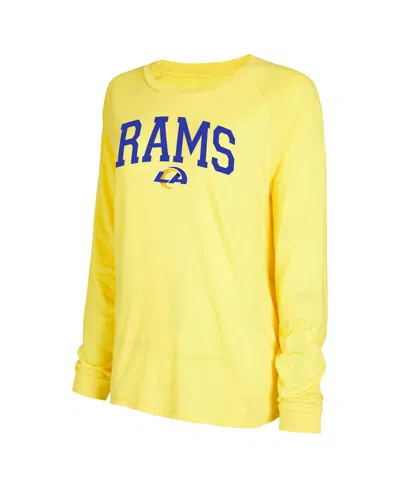 Concepts Sport Women's Royal/gold Los Angeles Rams Raglan Long Sleeve Top Shorts Lounge Set In Multi