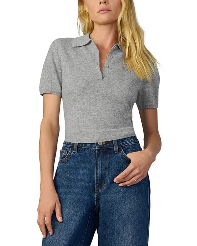 Joe's Jeans The Cashmere Short Sleeve Polo Sweater In Gray