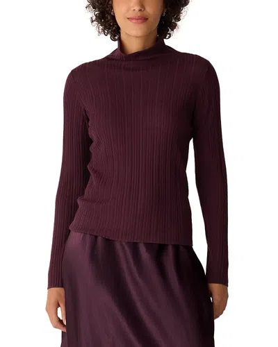 Eileen Fisher Superfine Merino Turtleneck Top In Regenerative Wool In Burgundy