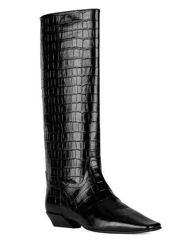 Jeffrey Campbell Croc Embossed Boot In Black