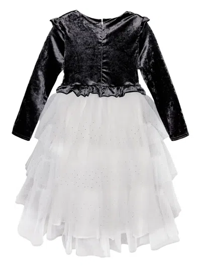 Bcbg Velvet Ruffled Tulle Dress In Multi