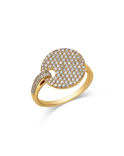 Bloomingdale's Fine Collection Pave Diamond Disc Ring In 14k Yellow Gold, 0.7 Tcw In Gold