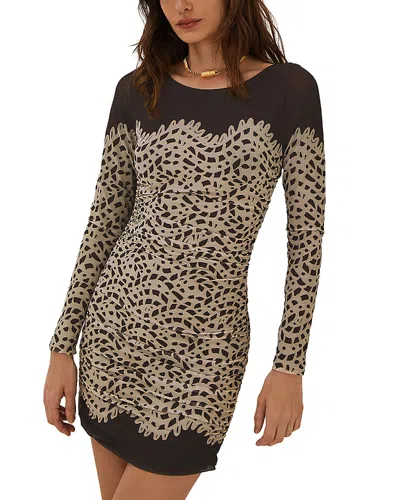 Vix Paula Hermanny Poeme Becca Long Sleeve Cover-up Mesh Minidress In Multi