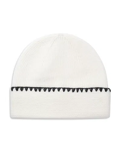 Aqua Whipstitch Beanie In White