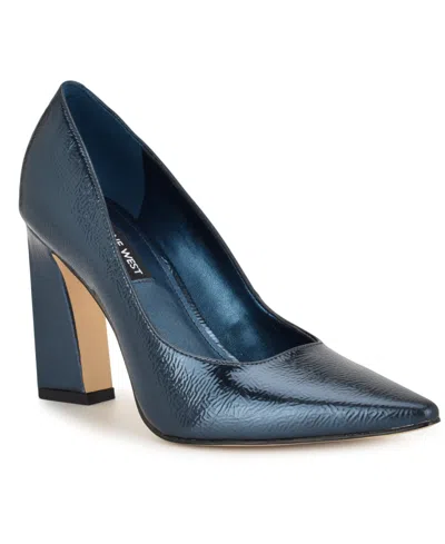 Nine West Women's Tamant Tapered Block Heel Pumps In Blue