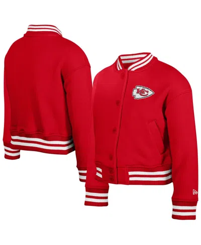 New Era Big Boys And Girls Red Kansas City Chiefs Chenille Applique Fleece Full-snap Jacket In Red