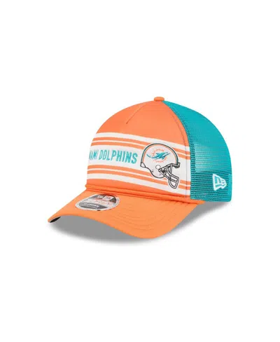 New Era Men's Orange Miami Dolphins Linear A-frame 9forty Adjustable Hat In Orange