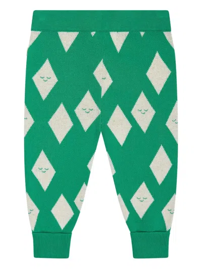 The Bonnie Mob Alden Diamond-pattern Knitted Trousers In Green