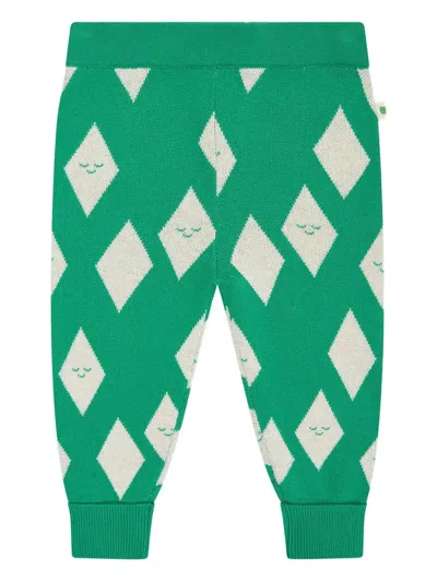 The Bonnie Mob Alden Diamond-pattern Knitted Trousers In Green