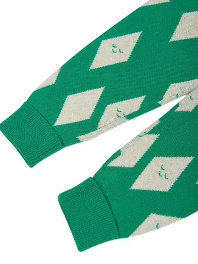 The Bonnie Mob Alden Diamond-pattern Knitted Trousers In Green
