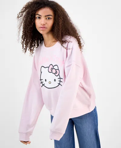Grayson Threads, The Label Juniors' Hello Kitty Crewneck Sweatshirt In Pink