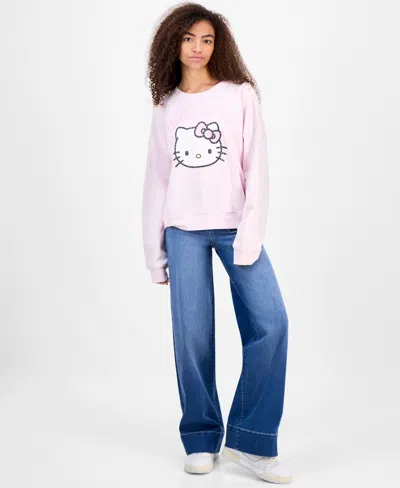 Grayson Threads, The Label Juniors' Hello Kitty Crewneck Sweatshirt In Pink