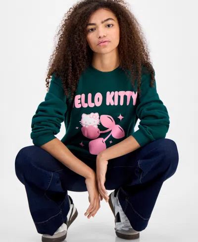 Grayson Threads, The Label Juniors' Hello Kitty Cherry Graphic Sweatshirt In Green