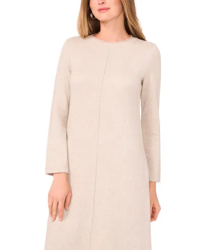 Vince Camuto Women's Rib Trim Neck Long Sleeve Midi Dress In Neutral