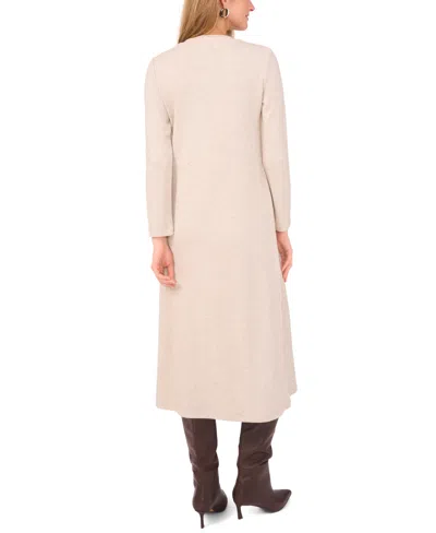 Vince Camuto Women's Rib Trim Neck Long Sleeve Midi Dress In Neutral