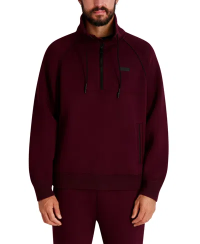 Karl Lagerfeld Men's Stand Collar Zip-up Sweatshirt In Burgundy