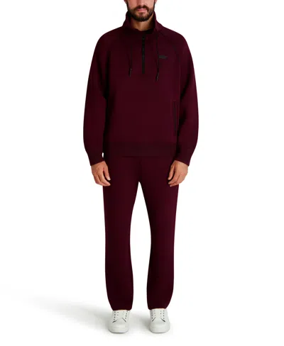 Karl Lagerfeld Men's Stand Collar Zip-up Sweatshirt In Burgundy