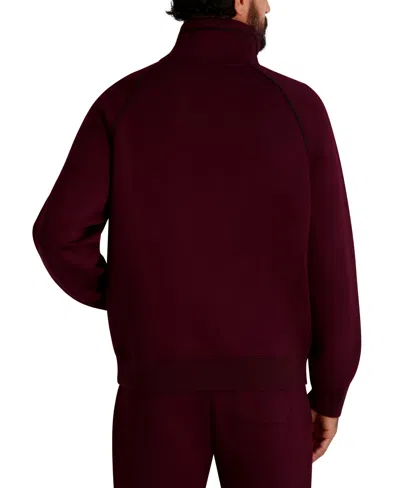 Karl Lagerfeld Men's Stand Collar Zip-up Sweatshirt In Burgundy