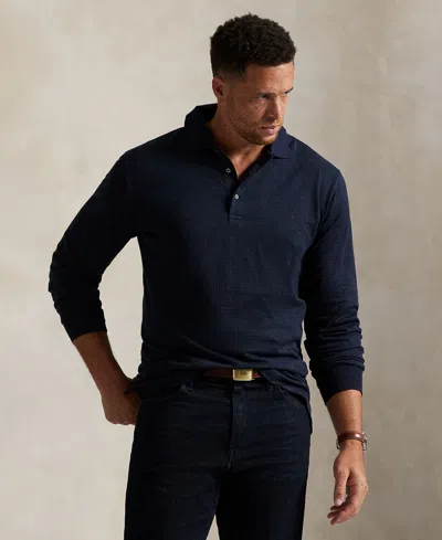 Polo Ralph Lauren Men's Big & Tall Long-sleeved Glen Polo Shirt In Blue