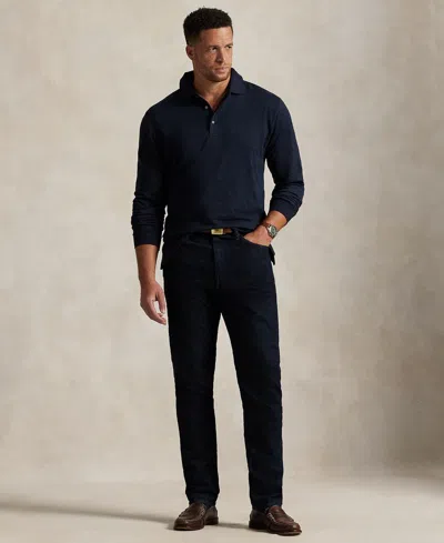 Polo Ralph Lauren Men's Big & Tall Long-sleeved Glen Polo Shirt In Blue