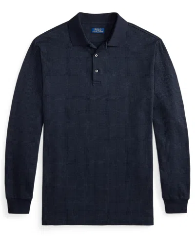 Polo Ralph Lauren Men's Big & Tall Long-sleeved Glen Polo Shirt In Blue