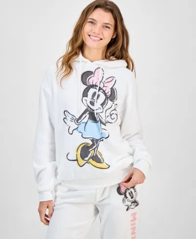 Disney Juniors' Minnie Mouse Plush Fleece Graphic Hoodie In White