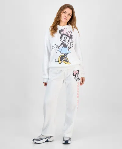 Disney Juniors' Minnie Mouse Plush Fleece Graphic Hoodie In White