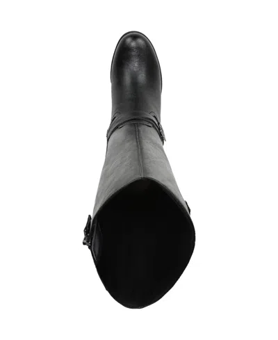 Dr. Scholl's Prairie Boots Women's Black Leather Block Heel Knee High Rhs6024 In Black