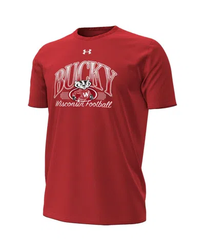Under Armour Men's Red Wisconsin Badgers Throwback Performance T-shirt In Red