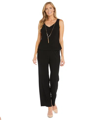 R & M Richards Petite Jacket, Top And Pants 3-piece Set In Black