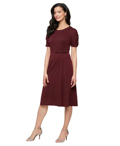 Sl Fashions Women's Crew Neck Sweater Midi Dress In Burgundy