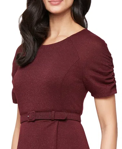 Sl Fashions Women's Crew Neck Sweater Midi Dress In Burgundy