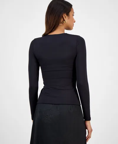 And Now This Now This Womens Second Skin Crewneck Top Pxs Xxl Macys Exclusive In Black