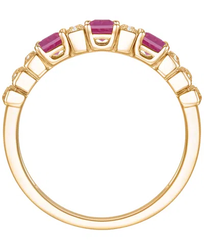 Macy's Gemstone And Diamond Ring (1/6 Ct. T.w.) In 14k Gold And White Gold In Gold