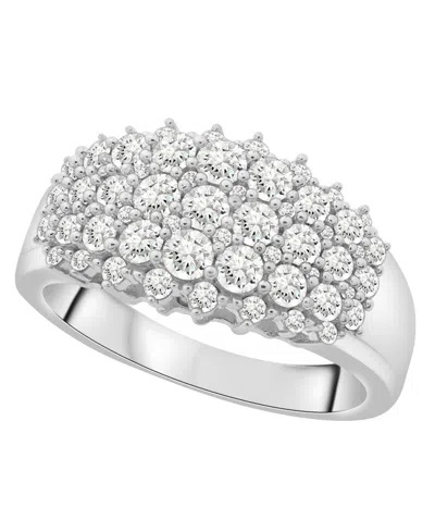 Macy's Diamond Cluster Ring (1 Ct. T.w.) In 14k White Gold In Metallic
