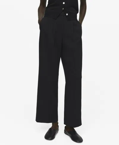 Mango Women's Straight-fit Pleated Pants In Black