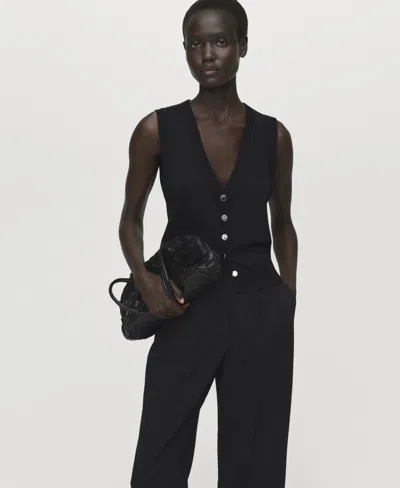 Mango Women's Straight-fit Pleated Pants In Black