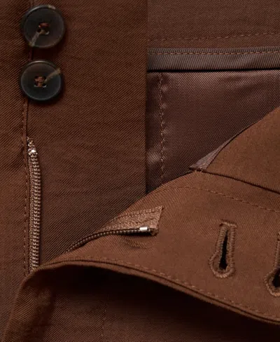 Mango Pleated Wide Leg Pull-on Pants In Brown