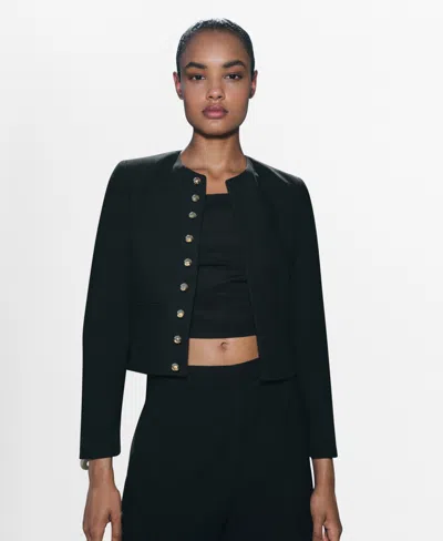 Mango Women's Buttoned Cropped Jacket In Black