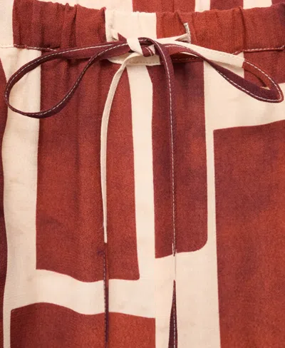 Mango Geometric Print Shirt Ecru In Brown