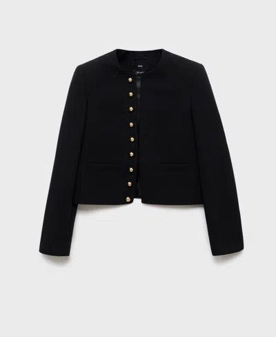 Mango Women's Buttoned Cropped Jacket In Black