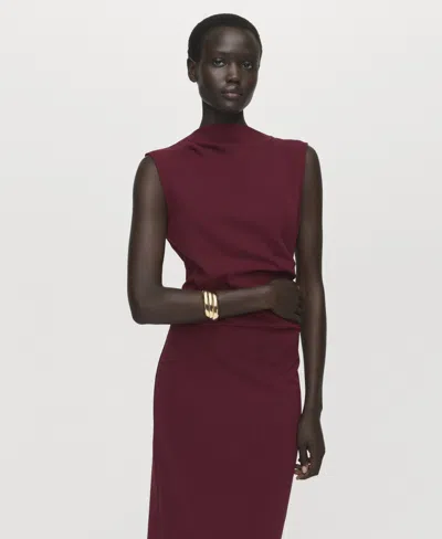 Mango Women's Ruched Fitted Dress In Red