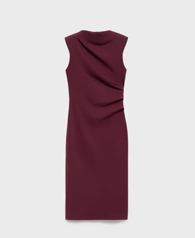 Mango Women's Ruched Fitted Dress In Red