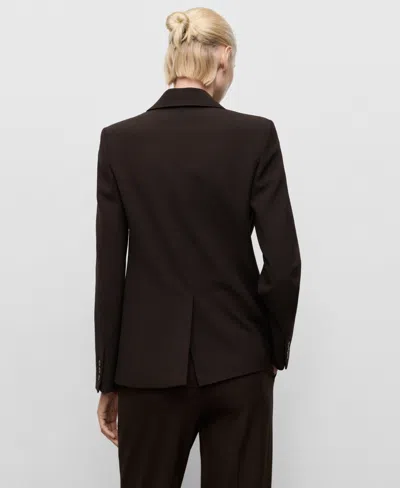 Mango Straight-fit Suit Blazer Chocolate In Black