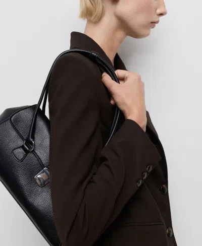 Mango Straight-fit Suit Blazer Chocolate In Black