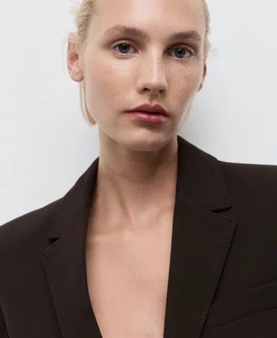 Mango Straight-fit Suit Blazer Chocolate In Black